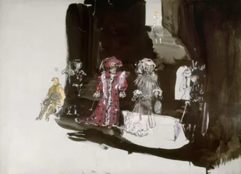 Conception de décor de scène avec figurines pour la première