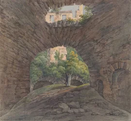Un jeune couple regardant des ruines près de Bingen