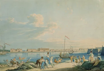 Vue du Palais de Marbre et du côté nord de la forteresse Pierre et Paul, Saint-Pétersbourg