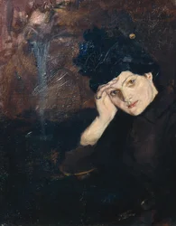 Albertine avec un chapeau noir