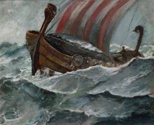Navire viking par mauvais temps