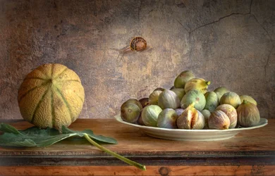 Melon cantaloup, figues, escargot