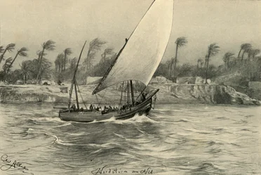 Tempête du nord sur le Nil, Égypte, 1898