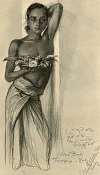Ukku Banda, jeune homme dans un temple, Kandy, Ceylan