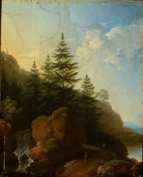 Paysage montagneux rocheux avec cascade