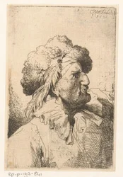 Homme avec bonnet de fourrure et plume