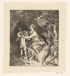 Vénus attachant un masque à Cupidon