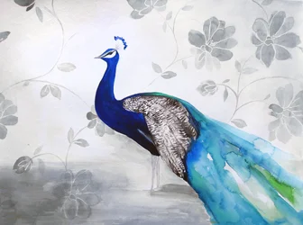 Élégant paon bleu floral