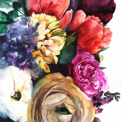 Fleurs aux couleurs aquarellées et éclatantes