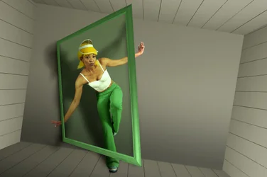 À travers le cadre vert