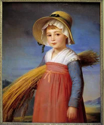 La petite glaneuse. Peinture de Christophe Degeorge (1786-1854) 19ème siècle Musée Bargoin, Clermont-Ferrand