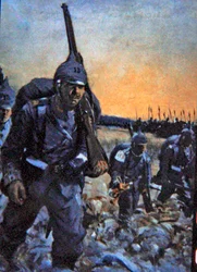 Infanterie allemande de 1914 en uniforme de campagne