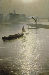 Depuis Waterloo Bridge : Soleil perçant à travers le brouillard, c.1924
