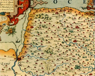 Carte de Norfolk de Saxton, 1574