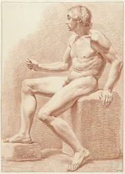 Homme nu assis, vu de côté