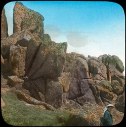 Chaise des dames souhaitant, Logan Rock, près de Treen, Cornouailles, fin 19ème ou début 20ème siècle