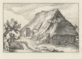 Ferme avec toit de chaume effondré
