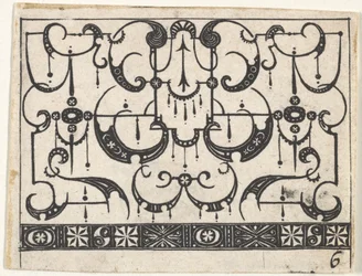 Gravure en Blackwork avec un Motif Schweifwerk, vers 1620