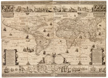 La feuille est un composite de huit sections et une gravure, collée sur carton. Échelle : environ 1:35,000,000.