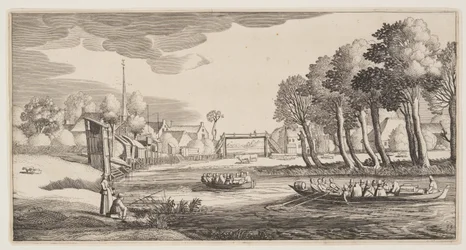 Voyageurs en barques à l