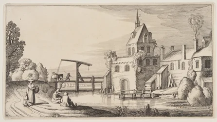 Village sur une rivière, extrait de Paysages (Playsante Lantschappen)