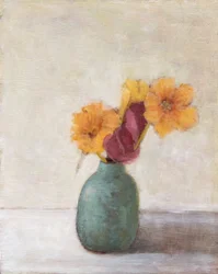 Nature morte aux fleurs aux couleurs chaudes