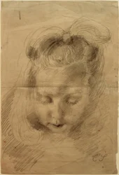 Fille aux yeux fermés et ruban dans les cheveux