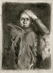 Autoportrait avec bras appuyé / Frisson