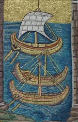Les galères romaines. Mosaïque de Ravenne, copie