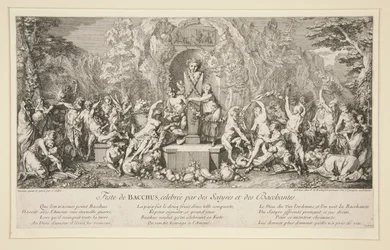 Fête de Bacchus, célébrée par des satyres et des bacchantes