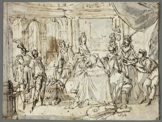 Les acteurs se préparant (recto); Études de la Sainte Famille et de Saint Jean-Baptiste (verso)