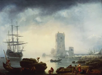 Une scène portuaire méditerranéenne : matin, 1745