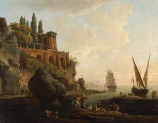 Paysage imaginaire, scène de port italien