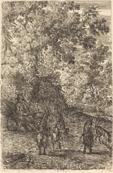 Berger avec quatre chèvres