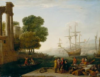 Un port au coucher du soleil, 1643