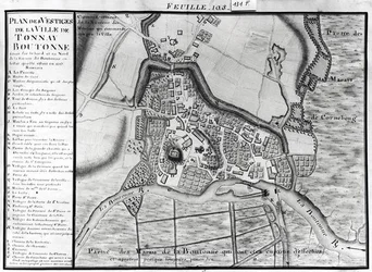 Fol.105 Carte de la ville de Tonnay-Boutonne, du Recueil des Plans de Saintonge