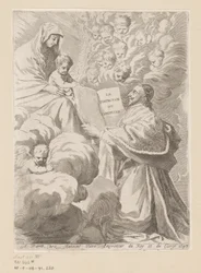 Armand-Jean du Plessis duc de Richelieu présente un livre à Marie avec l