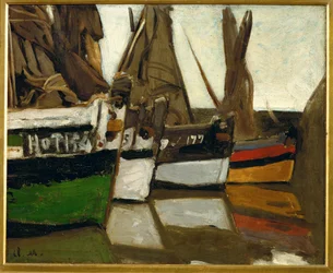 Bateaux de peche, Honfleur (oil on canvas)