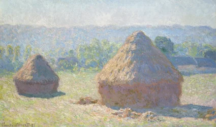Meule de foin au soleil couchant