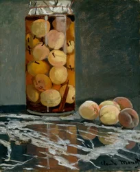 Pot de pêches, vers 1866