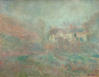 Maisons à Falaise, brouillard