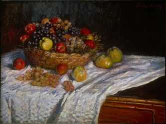 Nature morte : raisins et pommes