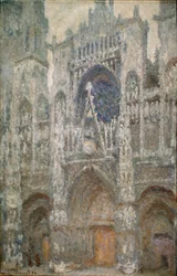 Cathédrale de Rouen, le portail, temps gris, harmonie grise