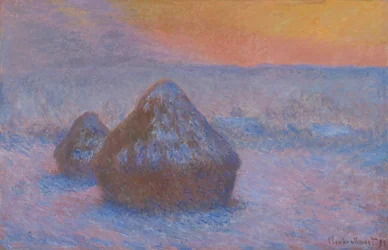 Meules de foin au coucher du soleil, effet de neige, 1890-91