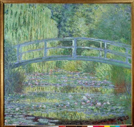 La passerelle et le bassin aux nénuphars