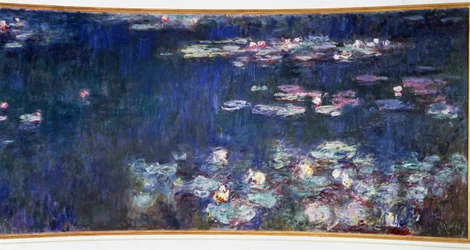 Les Nymphéas, reflets verts, diptyque de droite. Peinture de Claude Monet (1840-1926), 1914-1926. Dimensions 2 x 4.25 m. Paris, musée de l