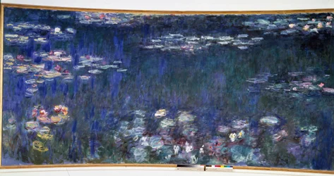 Les nymphéas, reflets verts. Diptyque partie gauche