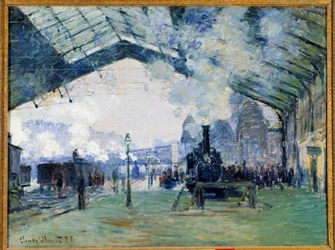 Vue de la gare Saint-Lazare à Paris et du train de Normandie
