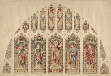 Design pour une fenêtre en vitrail à plusieurs panneaux, Église de la Divine Paternité, New York