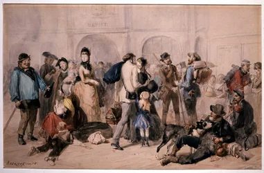 Foule dans le hall de la Gare de Lyon par Andrieux